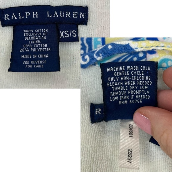 Ralph Lauren - Paisley Robe, Belt, Terry Cloth Lining - Size XS / S, Blue, Multi - Picture 17 of 17